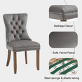 thumbnail image 6 of Contemporary Button Tufted Dining Chairs, High-end Velvet Upholstered Dining Chairs with Nailhead Back and Ring Pull Trim, Wood Dining Chairs for Living Room, Restaurant (Gray,Set of 6), 6 of 8