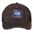thumbnail image 4 of Wyoming Flag Hat - Distressed State Design - Vintage Cowboy State Trucker Strapback Cap (NavyBlue), 4 of 8