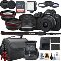 Canon EOS R50 Mirrorless Camera   18-45mm Lens   LED Light   Camera case ( 21 Piece Bundle )