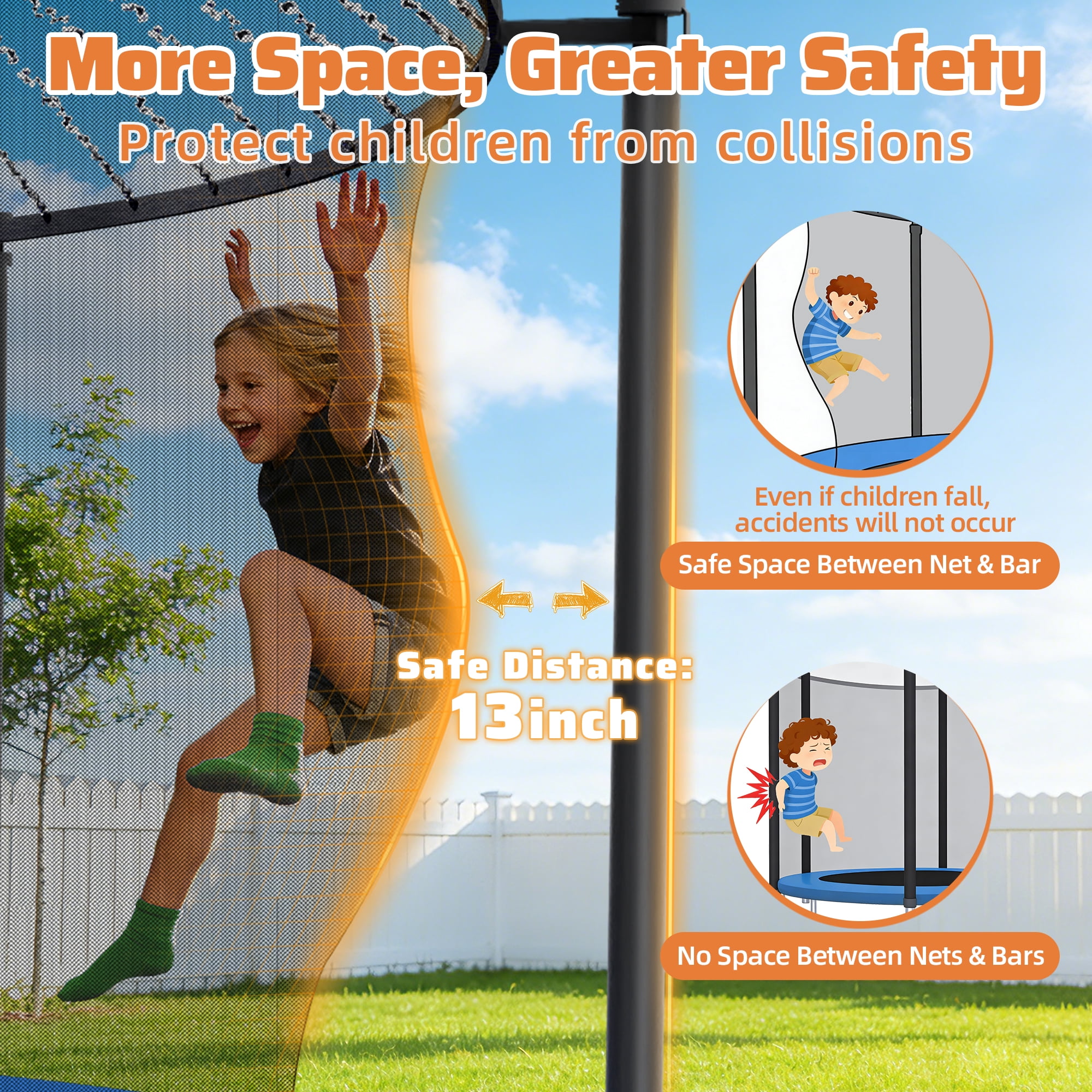 Fiziti Trampoline 12FT 14FT 16FT Trampoline for 4-5 Kids Adults with Basketball Hoop,Enclosure Net, Sprinkler, Light,Ladder,Socks, Outdoor Heavy Duty Round Trampoline
