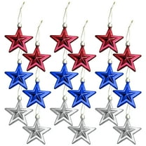OAVQHLG3B 18Pcs Patriotic Star Ornaments 4th of July Decorations Memorial Day Independence Day Labor Day Veterans Day Decorations for Home Party Christmas Tree Decor, Blue Red and Silver