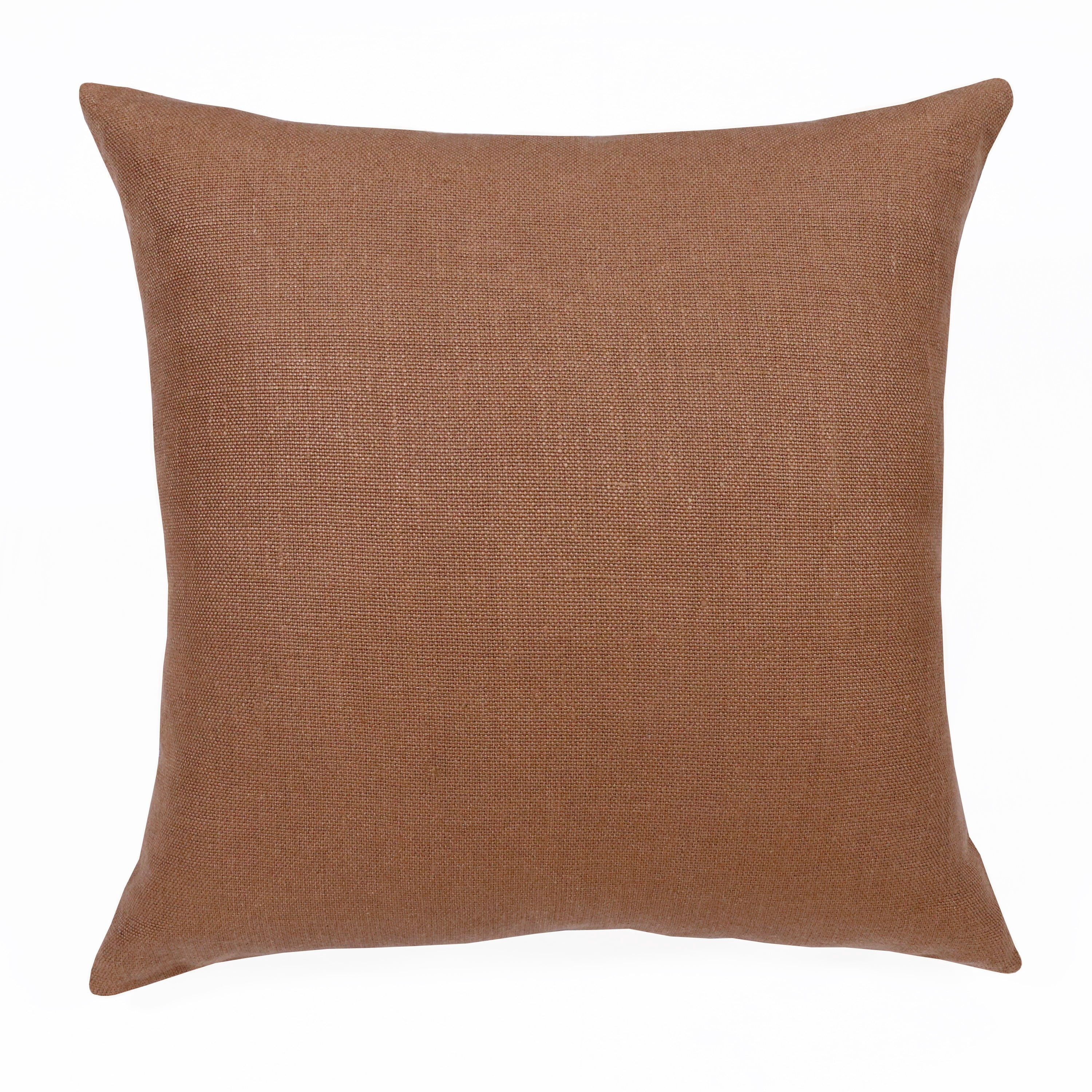 Ox Bay Euro Hand-Woven Brown Solid Linen Throw Pillow, 20" x 20"