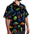thumbnail image 2 of Alien Men's Short Sleeve Poplin Shirts, Casual Printed Button Down Tops for Summer Beach, Unisex with Spread Collar, 2 of 6