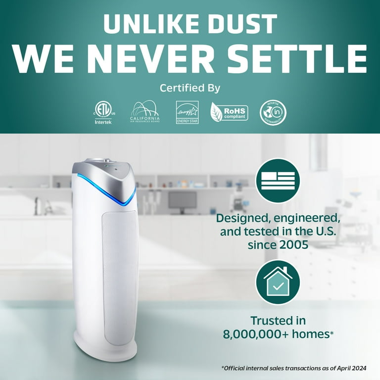GermGuardian AC4825W 4 in 1 Air Purifier with HEPA Filter UVC Sanitizer and Odor Reduction 22 Inch Tower 2 PACK