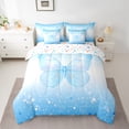 thumbnail image 2 of Homewish Flying Blue Butterfly 7-Piece Twin Bedding Sets For Teens Boys Girls,Gradient Ombre Glitter Bedding Comforter Set,Dreamy Princess Breathable Sheet Sets,Breathable Home Decor,Reversible, 2 of 8