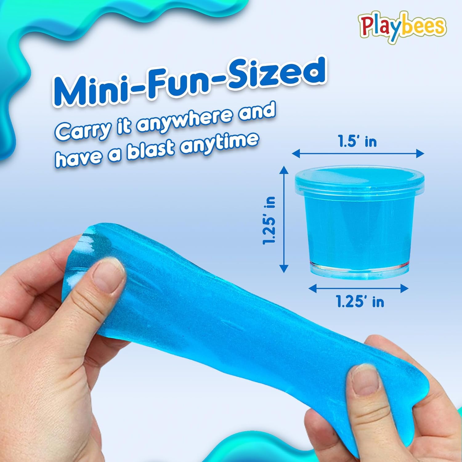 Playbees Mini Glow in The Dark Slime - 48 Pack - Slime Party Favors Neon Blue, Green, Pink, Yellow Colors - Glowing Slime Kit for Kids - Party Favors, Goody Bag Fillers