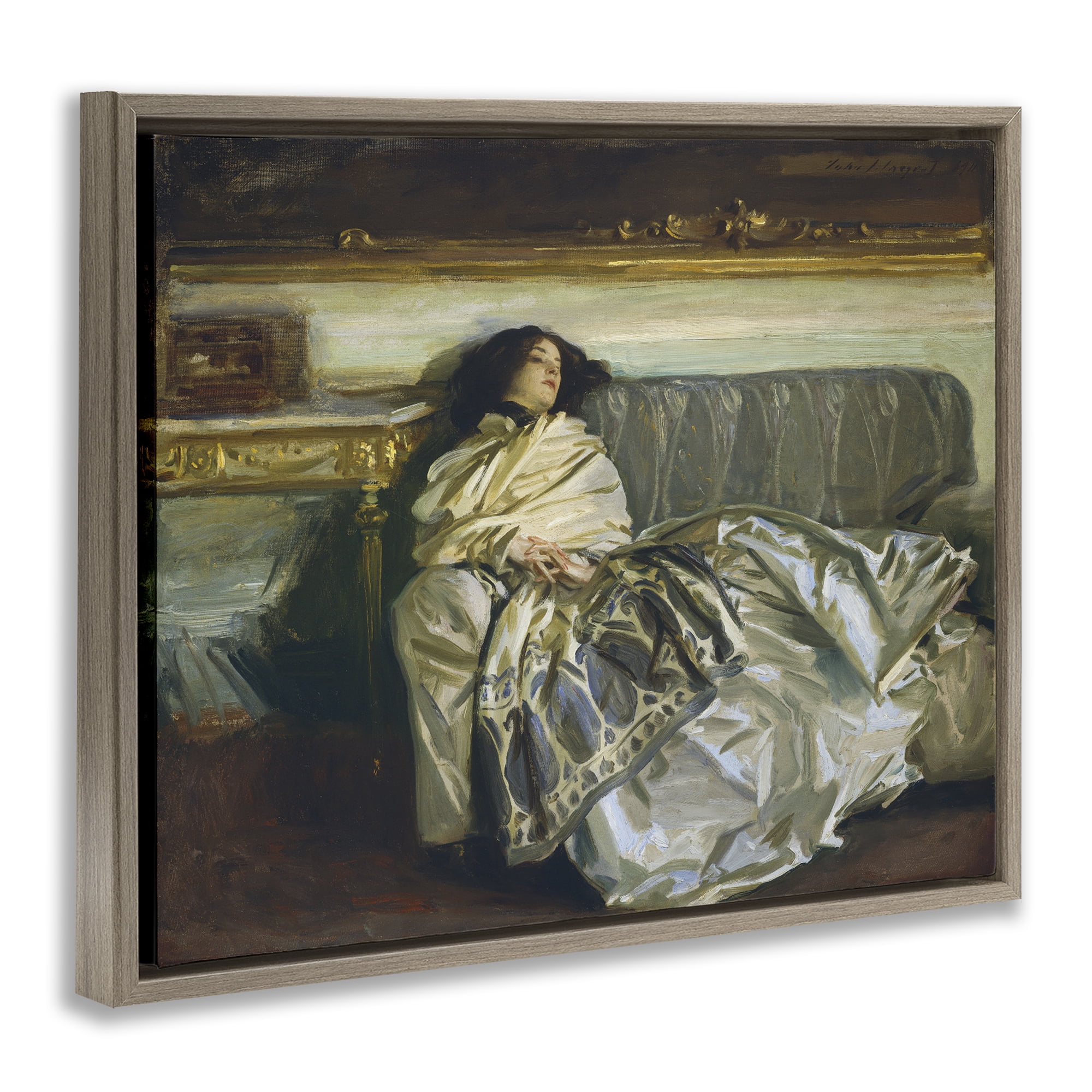 Stupell Industries Restful Woman Classic Brown Framed Floater Canvas Wall Art, design by Lil' Rue