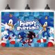 thumbnail image 3 of Fondo azul sónico para fiesta de cumpleaños de niños, decoración de dibujos animados, fondo para fotografía, pancarta, póster, utilería para estudio de baby shower, 3 of 5