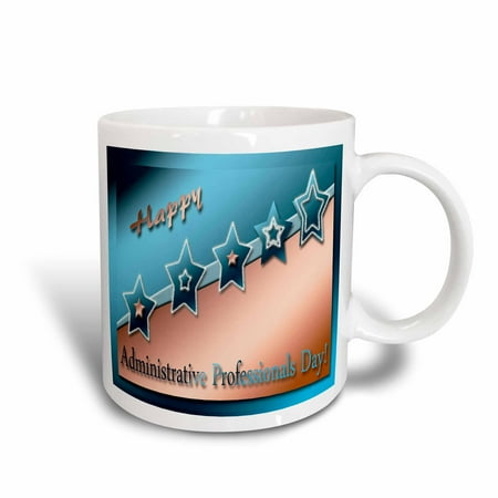 3dRose Administrative Professionals Day, Copper and Blue, Ceramic Mug, 15-ounce