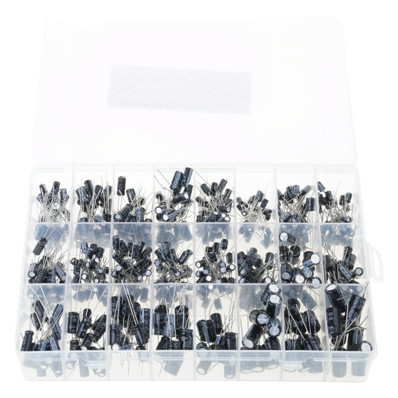 Yammee 500PCS 24 Values Aluminum Electrolytic Capacitor Kit 0.1uF - 1000uF 50V Capacitors Assortment Box