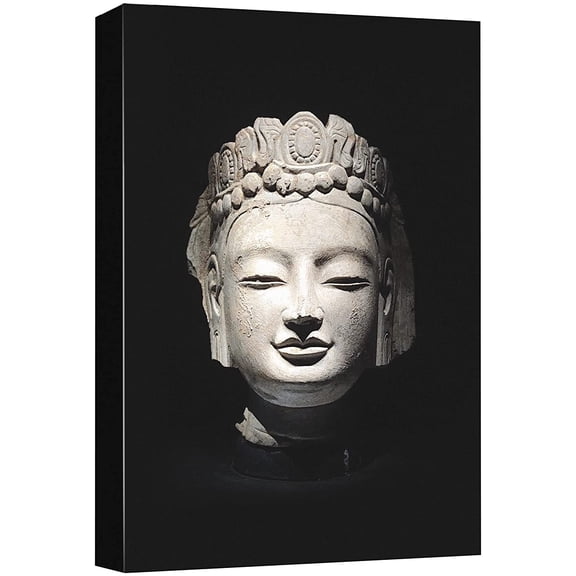 wall26 Canvas Print Wall Art Light & Shadow Buddhism Buddha Statue Portrait Cultural Religious Photography Realism Decorative Yoga Multicolor Relax/Calm Zen for Living Room, Bedroom, Office - 32&