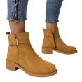 thumbnail image 3 of GHSOHS Boots for Women Combat Boots Ankle Booties Shoes Leather Shoes for Women Casual Heel Solid Belt Buckle Short Large Size Ankle Boots Western Cowgirl Boots Rain Boots Platform Work Boots,Size 41, 3 of 9