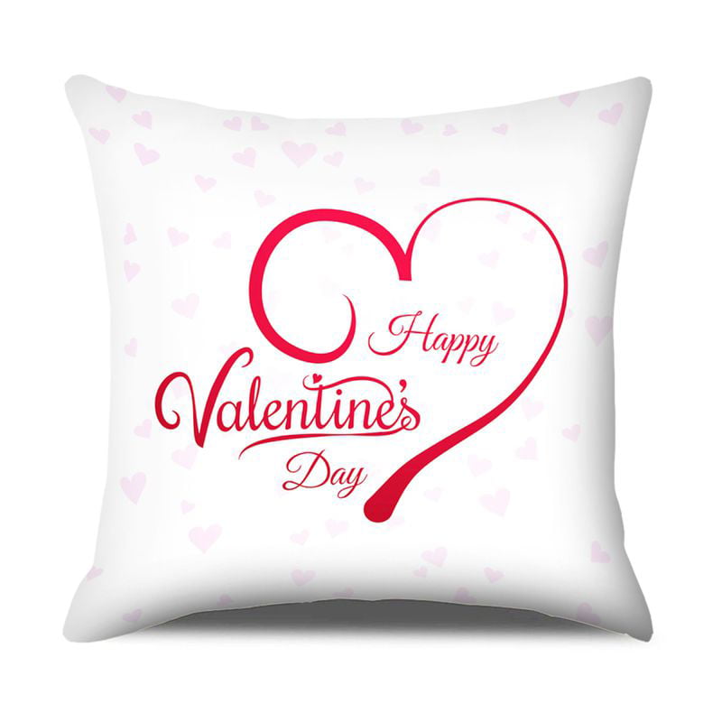 Pink Love Valentine Printed Cushion Cover Peach Office Home Décor Pillow Case 