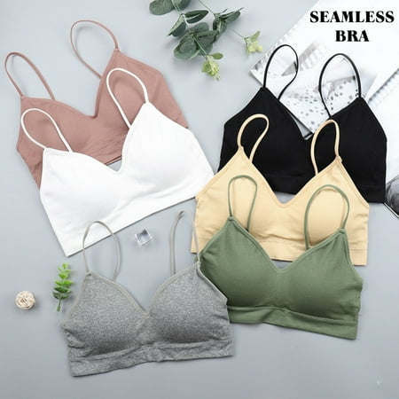 

Seamless Bra Camisole Bustier Tank Top V Neck with Removable Pads for Women Girl
