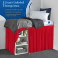 thumbnail image 3 of 50 Inch Drop Full XL Size Dorm Bed Blood Red Solid Bed Skirt Lightweight Ruffled Pattern Split Corner Premium Hotal Quality With Flexible Elastic & Fade Resistent, 3 of 7