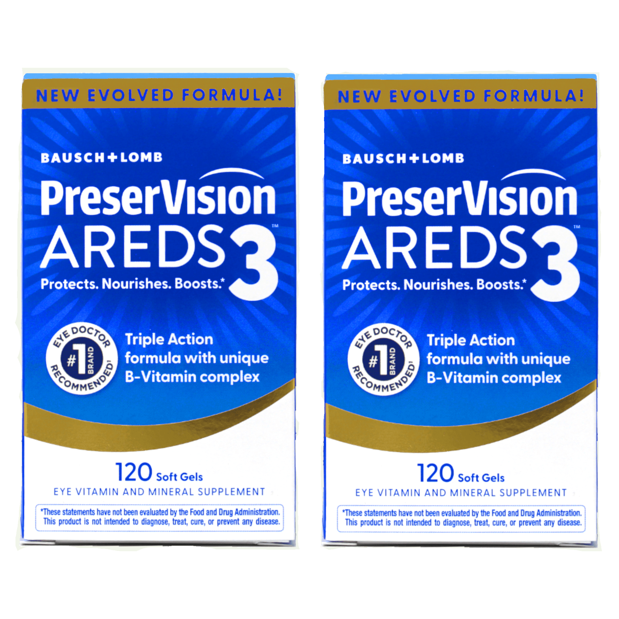 PreserVision AREDS 3 Formula Eye Vitamin & Mineral Supplement, 120 Soft Gels - 2 Pack