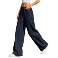 thumbnail image 4 of Womens Wide Leg Sweatpants Fall Y2K Low Rise Drawstring Baggy Sweatpants Athletic Joggers for Running,Yoga,Lounge Pants Navy 2XL, 4 of 6