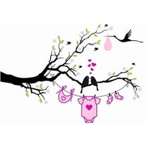 Love Birds Girl Baby Shower Edible Cake Image Topper for 8 Inch Round cake