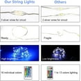 thumbnail image 3 of shiyou-Fairy Lights Battery Powered, 2 Pack 50 LEDs 16 Colors Changing Sliver Wire String Lights, Larger RGB Bulb Super Bright Twinkle Lights with Remote Control for Party Christmas Bedroom Halloween, 3 of 4