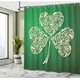 thumbnail image 4 of Ambesonne Irish Shower Curtain, Celtic Look Swirly Clover, 69"Wx75"L, Green and Beige, 4 of 4