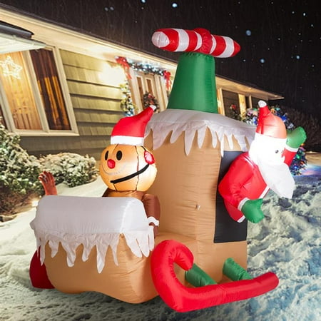 Walcut 5 Ft Christams Inflatables Yard Decorations Santa Claus On