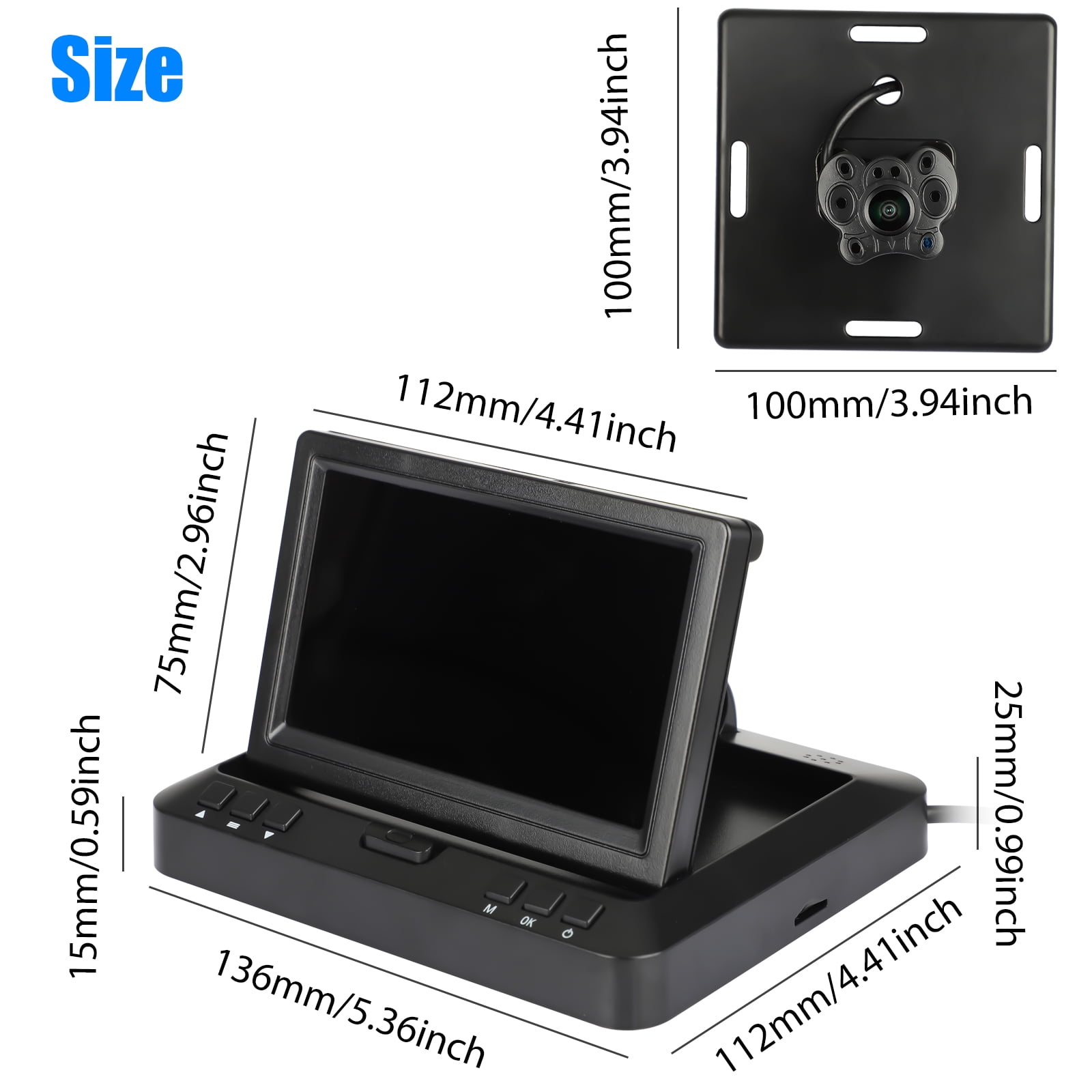 TSV Car Back Seat Camera with 4.3" 720P HD Monitor, Night Vision, 170° Wide-Angle View, 128GB TF Card Supported