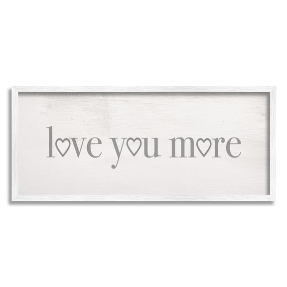 Stupell Industries Love You More Romantic Phrase Heart Typography, 10 x 24, Designed by Daphne Polselli