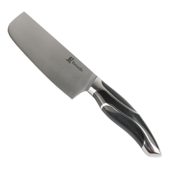 BambooMN Japanese Style Nakiri - Smooth Blade Black Handle - 1 Knife