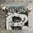 thumbnail image 3 of Ambesonne Letter B Quilted Bedspread Set 3 Pcs, Aged B Cracks Effect, Queen Size, Grey Grey, 3 of 3