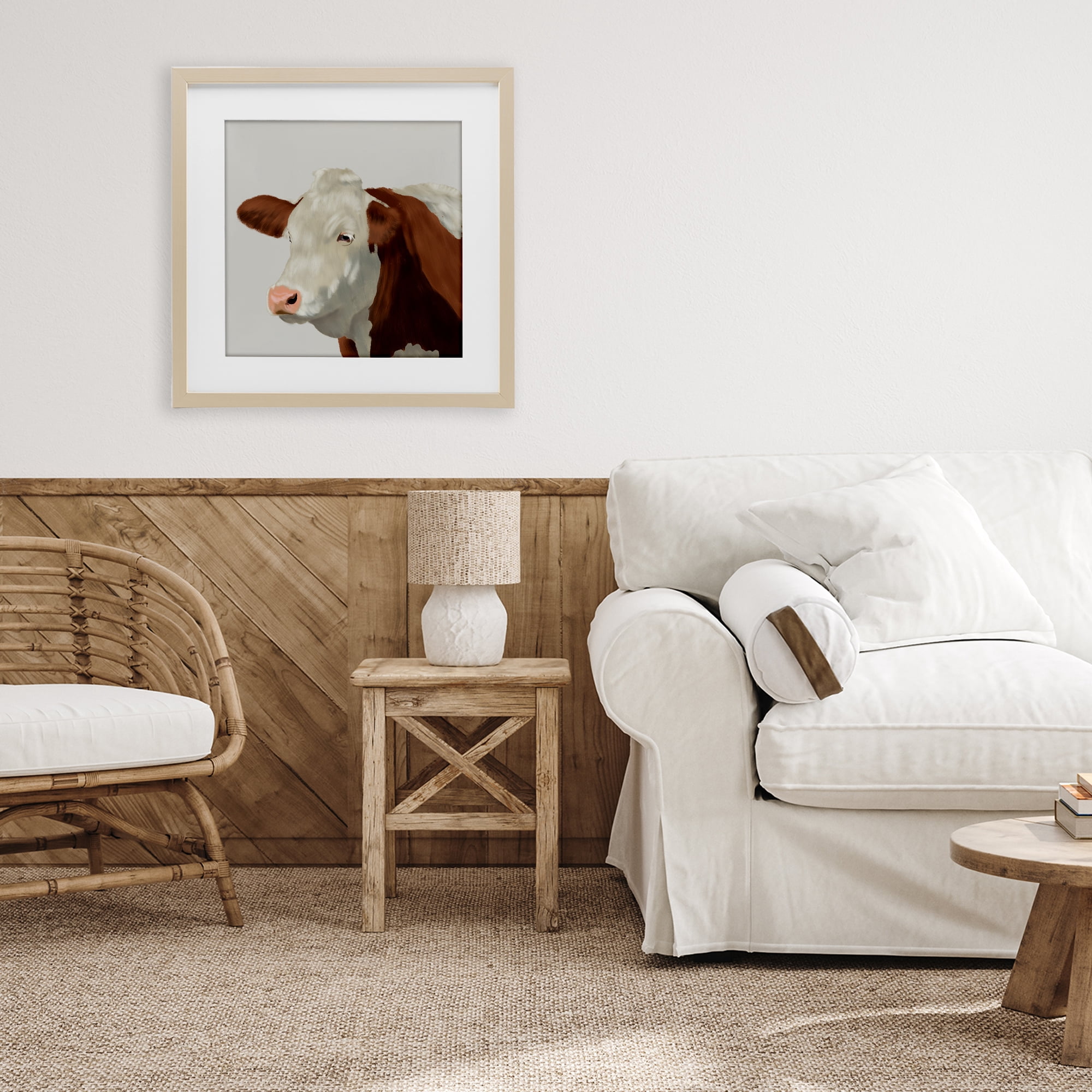 Stupell Industries Farm Friend Cow Portrait Birch Framed Print Under Glass, design by Marcus Prime