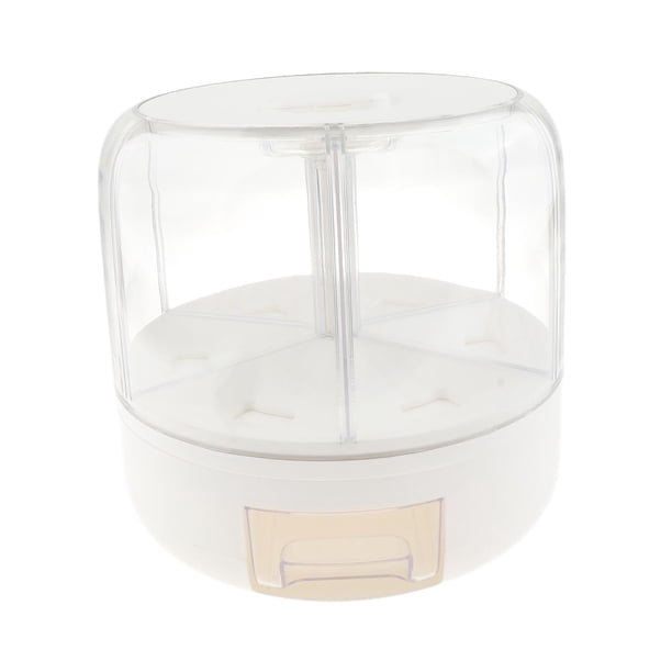 Contenedor de almacenamiento de alimentos giratorio de 360 degree, dispensador de arroz con 6 compartimentos, ideal para dulces, granos, arroz y frijoles. Blanco