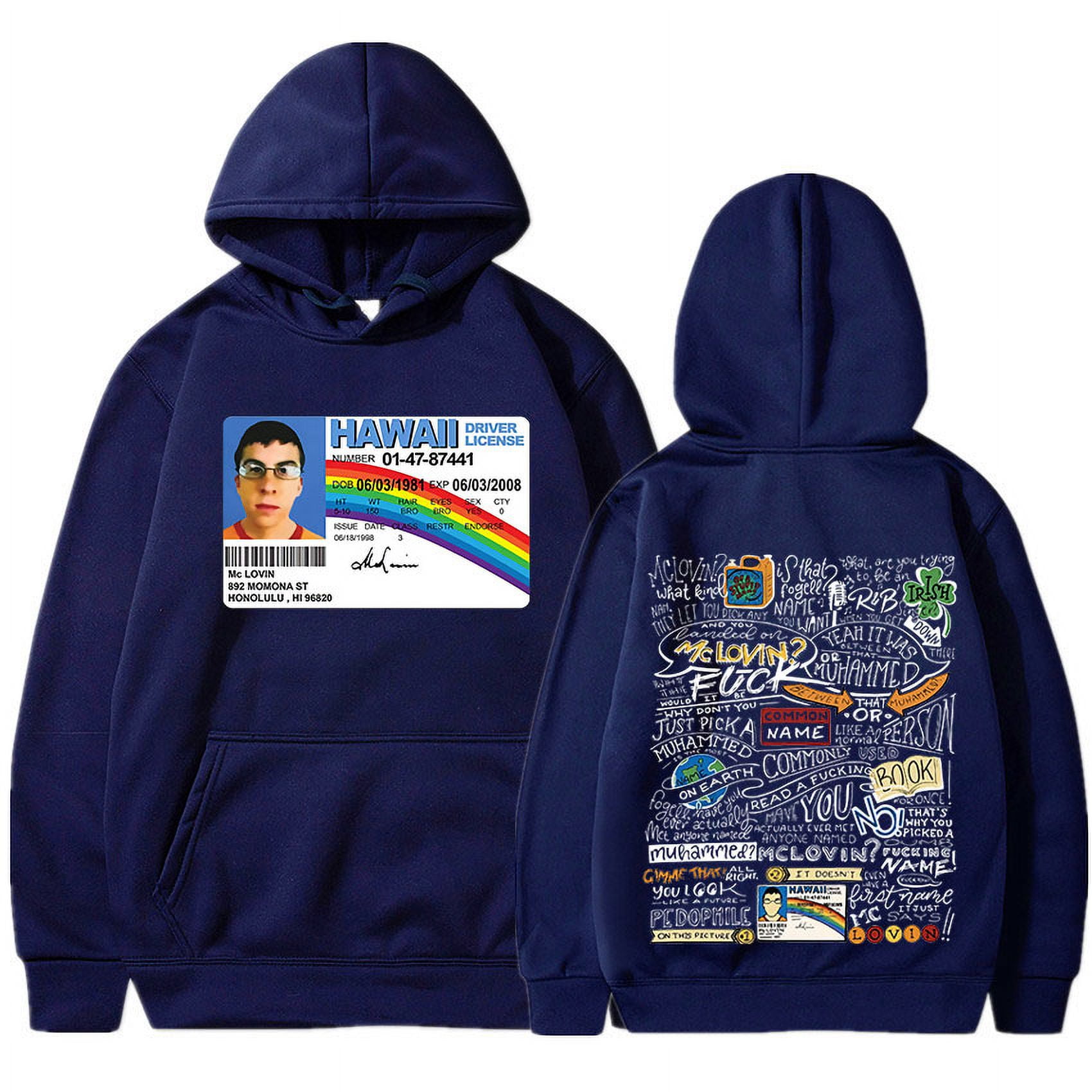 Mclovin Id Card Superbad Geek Graphic Hoodies Men Women Funny Print Sweatshirts Teens Gothic Long Sleeve Hooded Oversized Hoodie LS Walmart