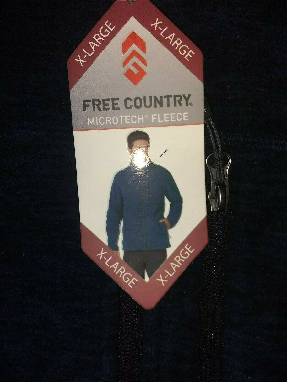 NWT Men s Free Country Full Zip MicroTech Fleece Jacket Dark Navy
