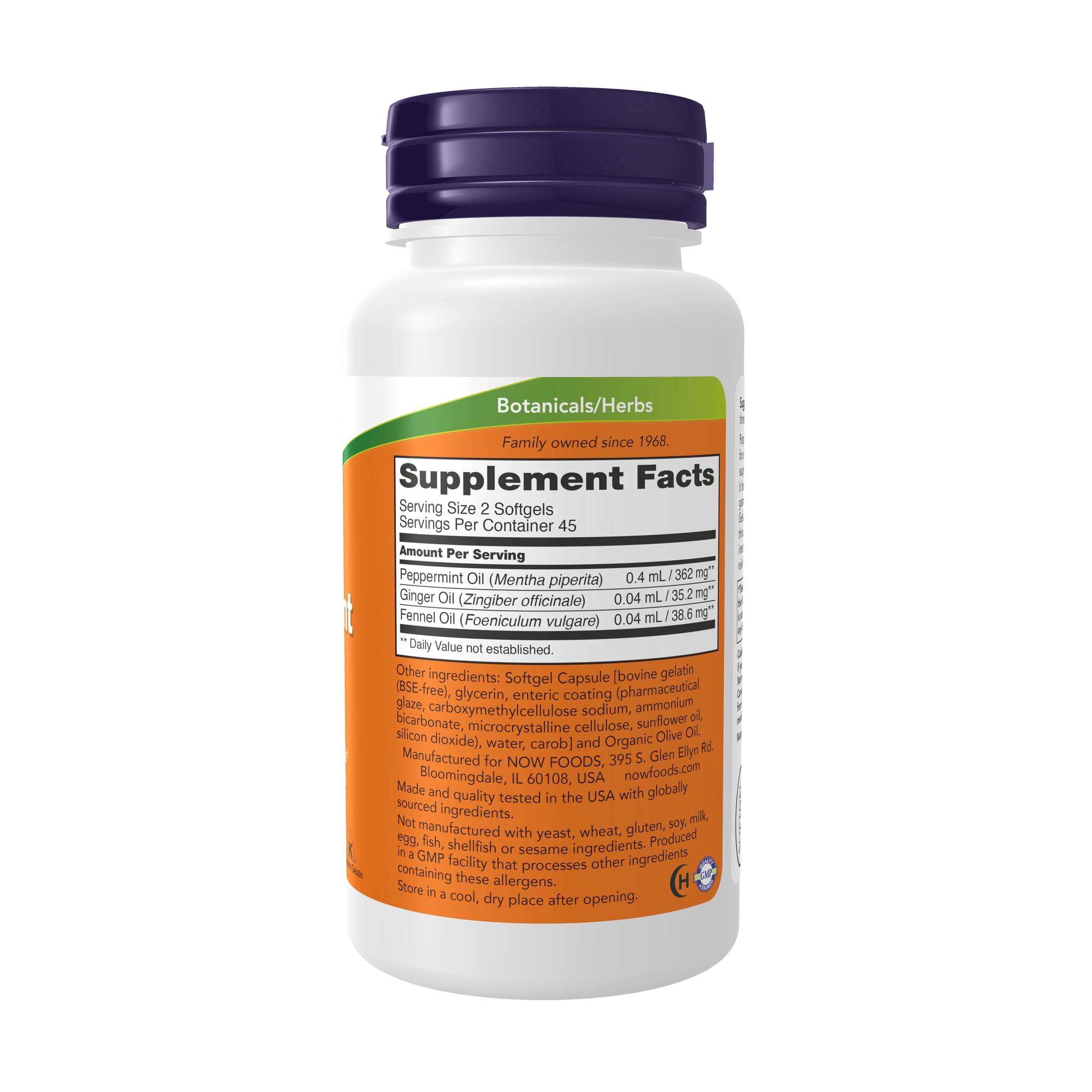 NOW Supplements, Peppermint Gels with Ginger & Fennel Oils, Enteric Coated, Digestive Support*, 90 Softgels