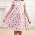 thumbnail image 2 of vdgthytj Robes d'Été pour Filles Tout-Petits Imprimé Floral Manches Volantes Robe de Plage Ligne A pour Enfants 2-10 Ans, 2 of 4