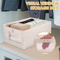 thumbnail image 4 of 4Pcs Closet Storage Bins 15.7×10.6×6.7 Inch Clothing Bin with Clear Window Foldable Closet Organization Cotton Linen Wardrobe Storage Box Storage Organizer, 4 of 11