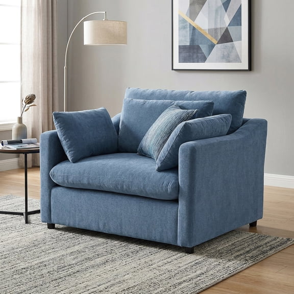 Roundhill Furniture Wilson Contemporary Upholstered Cuddle Chair, Coast Blue