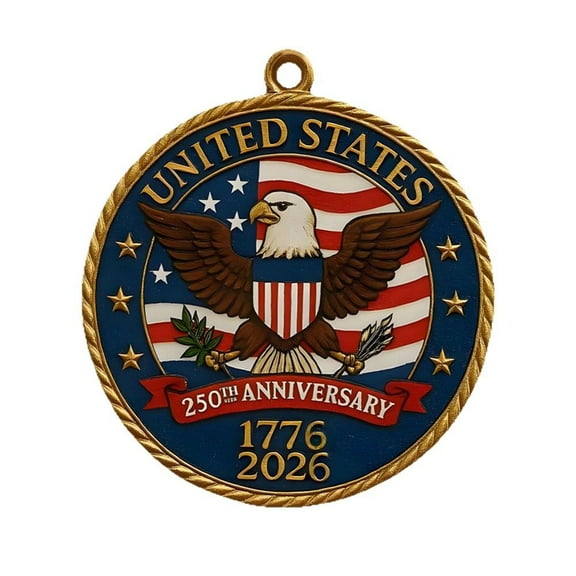 QHUDLV USA 250th Anniversary United States Commemorative Ornament, Patriotic Tree Gifts Anniversaries Ornaments For Christmas