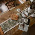 thumbnail image 3 of Vintage Floral Table Runner with Fringe, Green and Cream Woven Pattern, Decorative Dining Table Decor，13*72in, 3 of 4