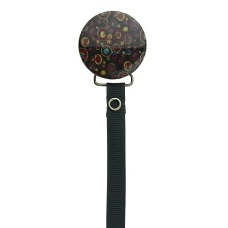 Multi Color Circles Pacifier Clip with Matching Ribbon
