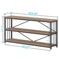 thumbnail image 5 of 63" Industrial Wood & Metal 3-Tier Bookshelf - Rustic Oak Low Horizontal Bookcase for Farmhouse, Living Room, Bedroom, Office Storage, 5 of 5
