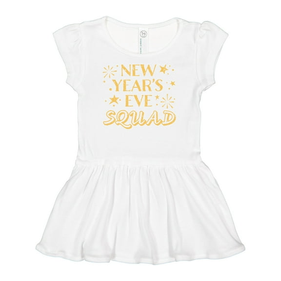 Inktastic New Year's Eve Squad with Stars in Gold Girls Baby Dress