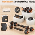 thumbnail image 3 of 4-in-1 Adjustable Dumbbell Set, 70Lbs (35 Lbs Each), Free Weights with Connector, Used as Kettlebell/Barbell/Push up Stand, Upgraded Lock Nut, Home Gym Equipment for Strength Training, 3 of 7