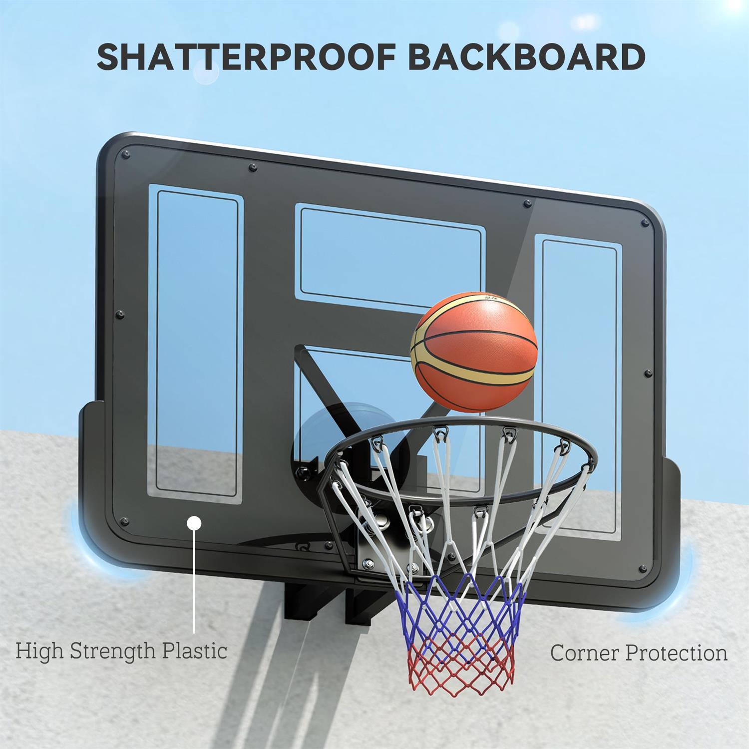 Demi Bonn Wall Mounted Basketball Hoop Combo Kit - 43" Reinforced Shatter Resistant Backboard, All Weather Net Indoor Outdoor,Black