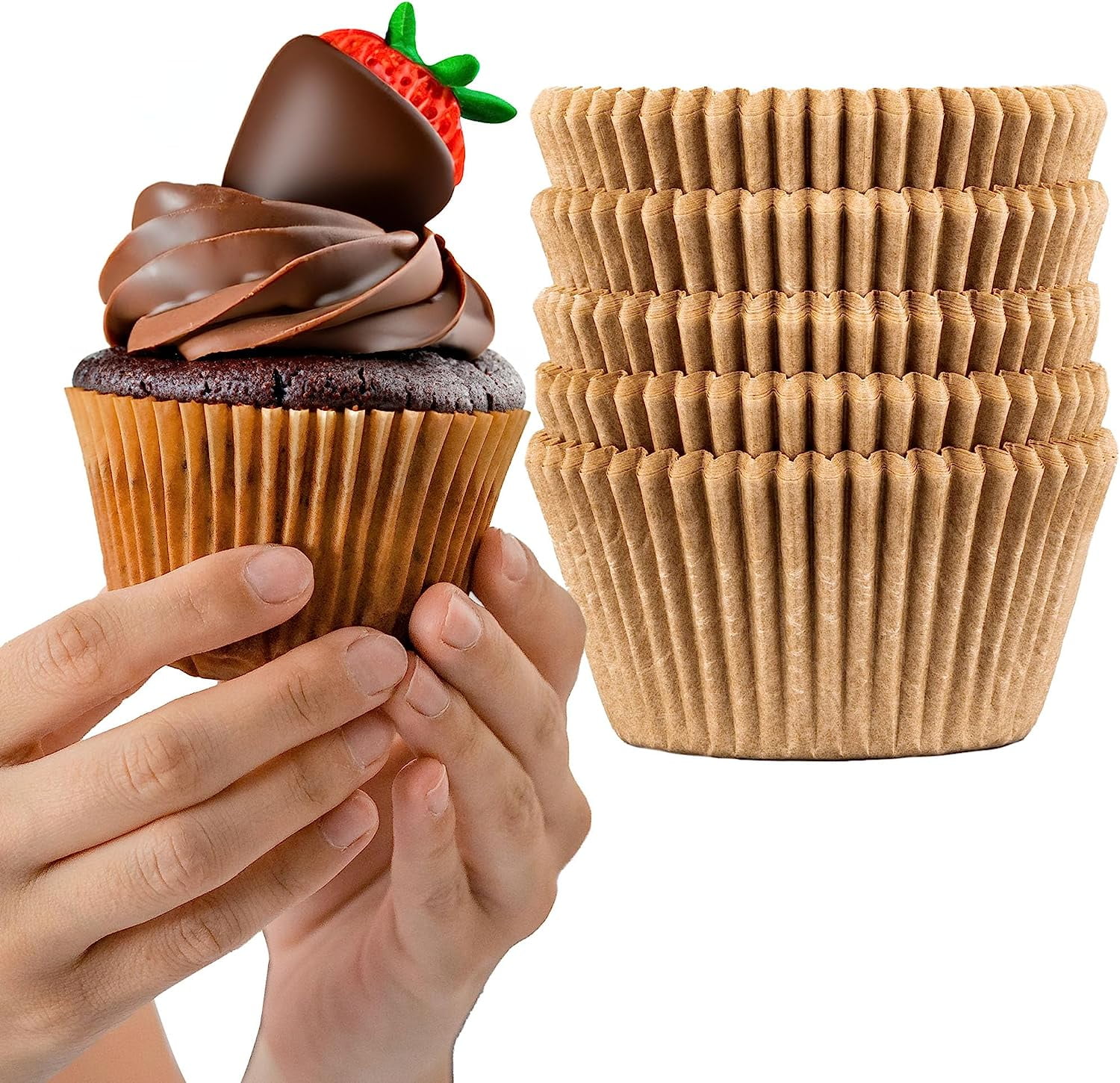Muffin Liners for Baking 100pcs Brown Thick Jumbo Cupcake Liners Baking Supplies, Extra Large