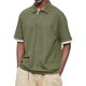 thumbnail image 1 of Men's Summer Solid Color T-shirt With A 3 Button Open Collar And Button Up Short Sleeved Top L, 1 of 5