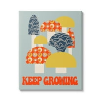 Stupell Industries Keep Growing Retro Mushrooms Botanical & Floral Painting Gallery Wrapped Canvas Art Print Wall Art, 30 x 40