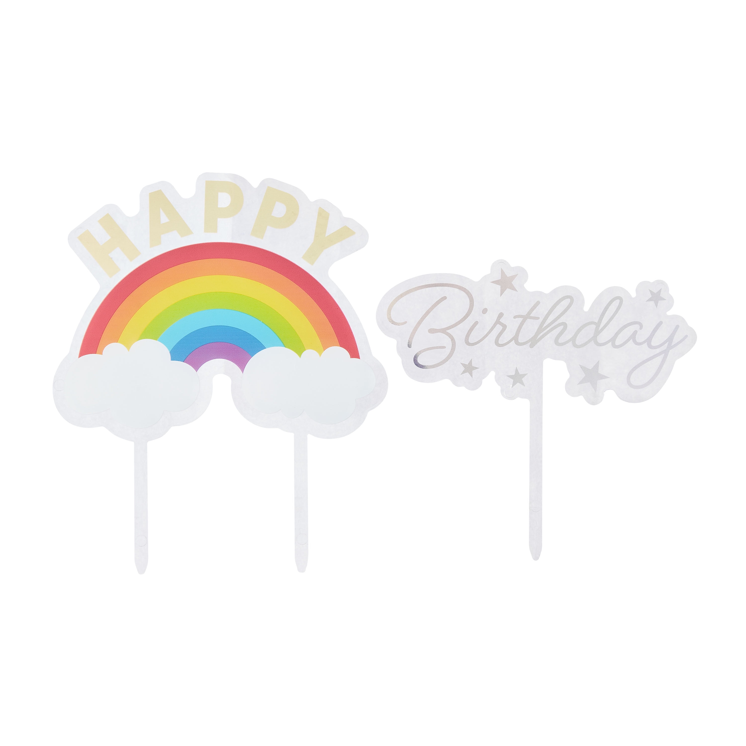 Rainbow Cloud Happy Birthday Cake Toppers, 2 Pieces, by Way To Celebrate