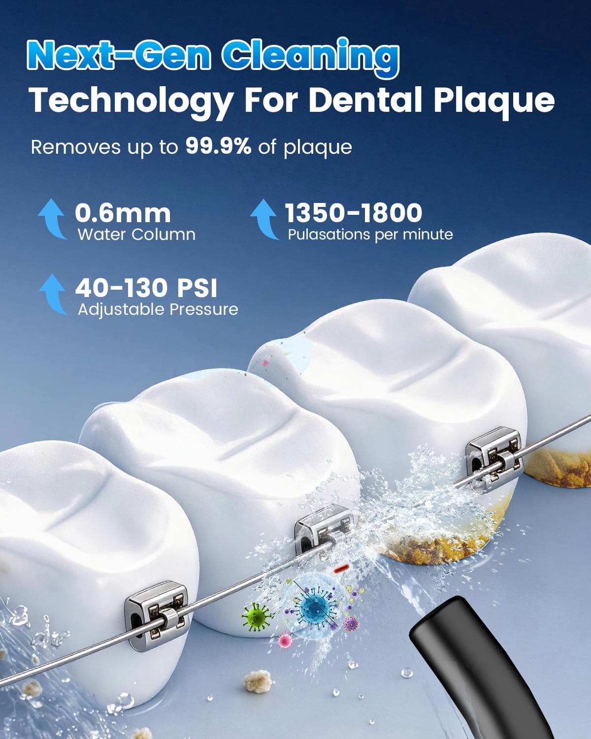 JTF Cordless Water Flosser for Teeth: 3 Modes & 10 DIY Pressure Levels Portable Oral Irrigator for Braces & Sensitive Gums with 9 Tips & 300ML Tank, Rechargeable Electric Dental Pick for Home Travel