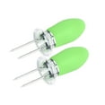 thumbnail image 1 of 2 Pcs Brochette de Maïs Barbecue en Acier Inoxydable Fourchette à Maïs en Acier Inoxydable Brochette de BBQ avec Poignées en Silicone, Vert, 1 of 1